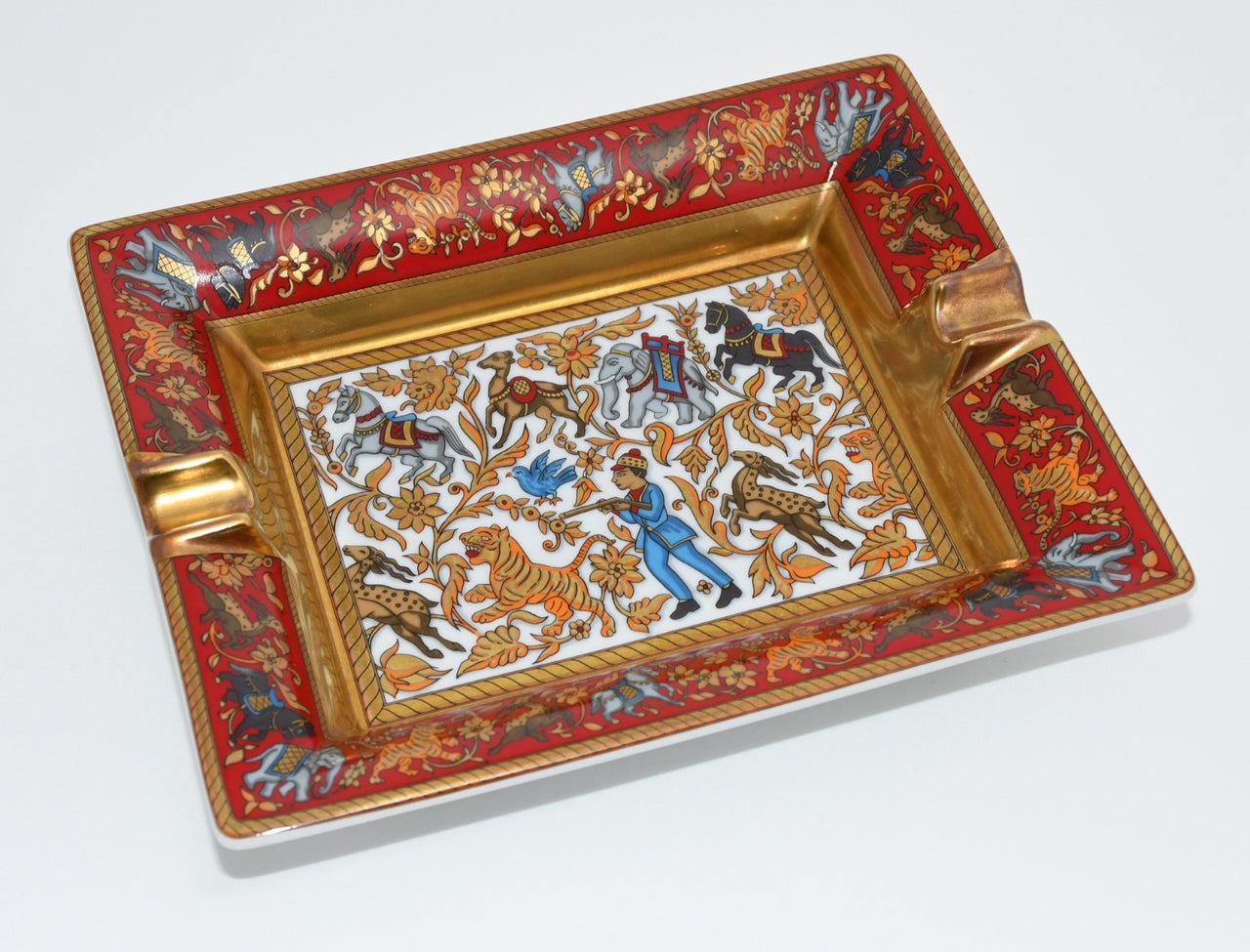 Hermes Change tray Chasse en Inde red porcelain Ashtray india tiger plate AC314