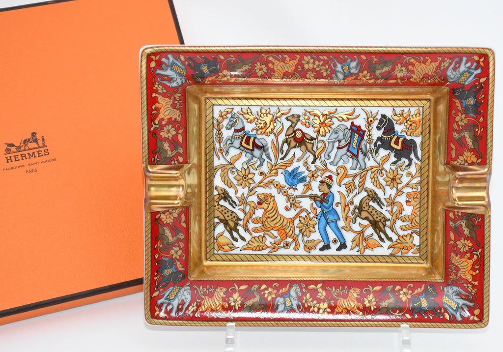 Hermes Change tray Chasse en Inde red porcelain Ashtray india tiger plate AC314