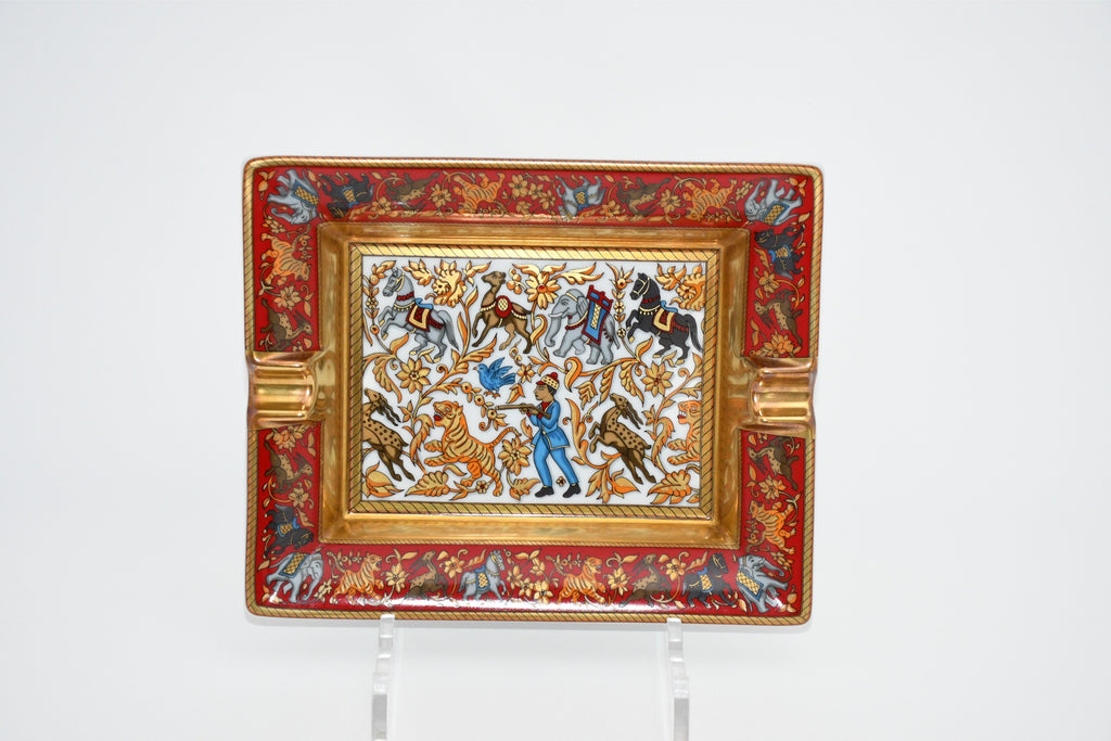 Hermes Change tray Chasse en Inde red porcelain Ashtray india tiger plate AC314
