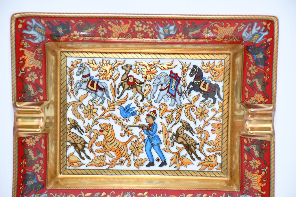 Hermes Change tray Chasse en Inde red porcelain Ashtray india tiger plate AC314
