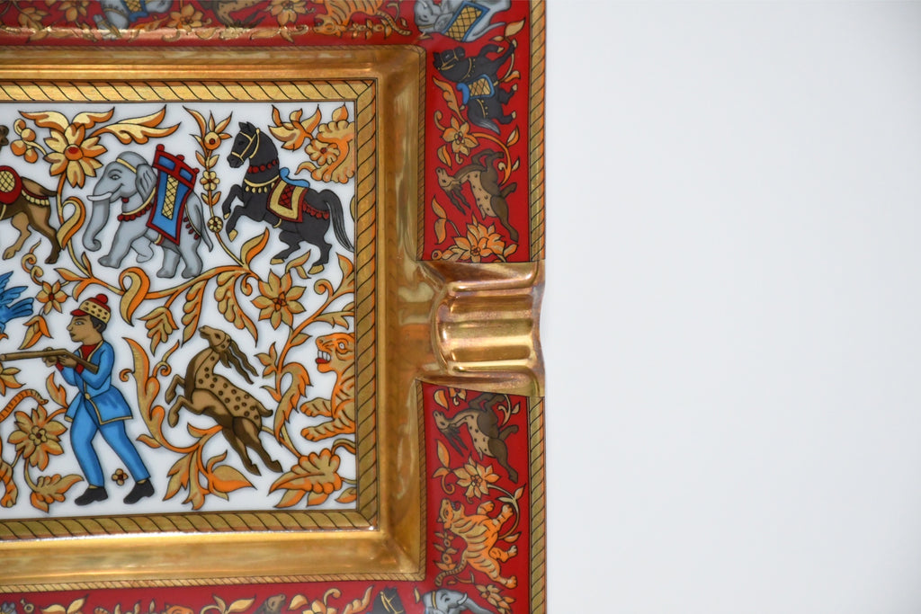 Hermes Change tray Chasse en Inde red porcelain Ashtray india tiger plate AC314