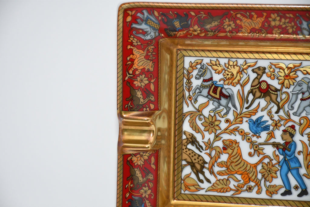 Hermes Change tray Chasse en Inde red porcelain Ashtray india tiger plate AC314