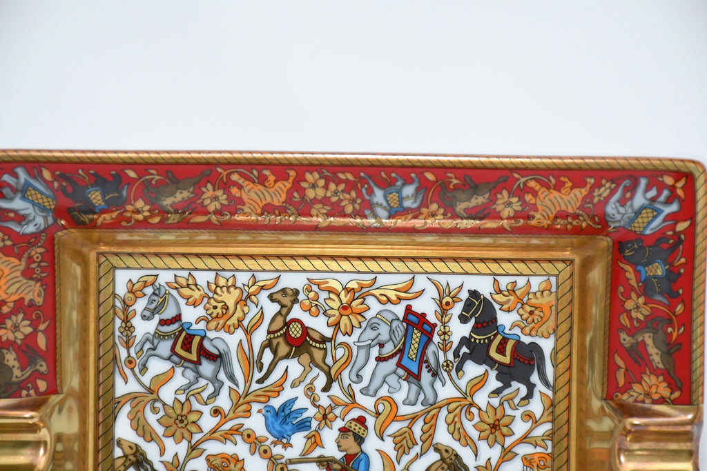 Hermes Change tray Chasse en Inde red porcelain Ashtray india tiger plate AC314