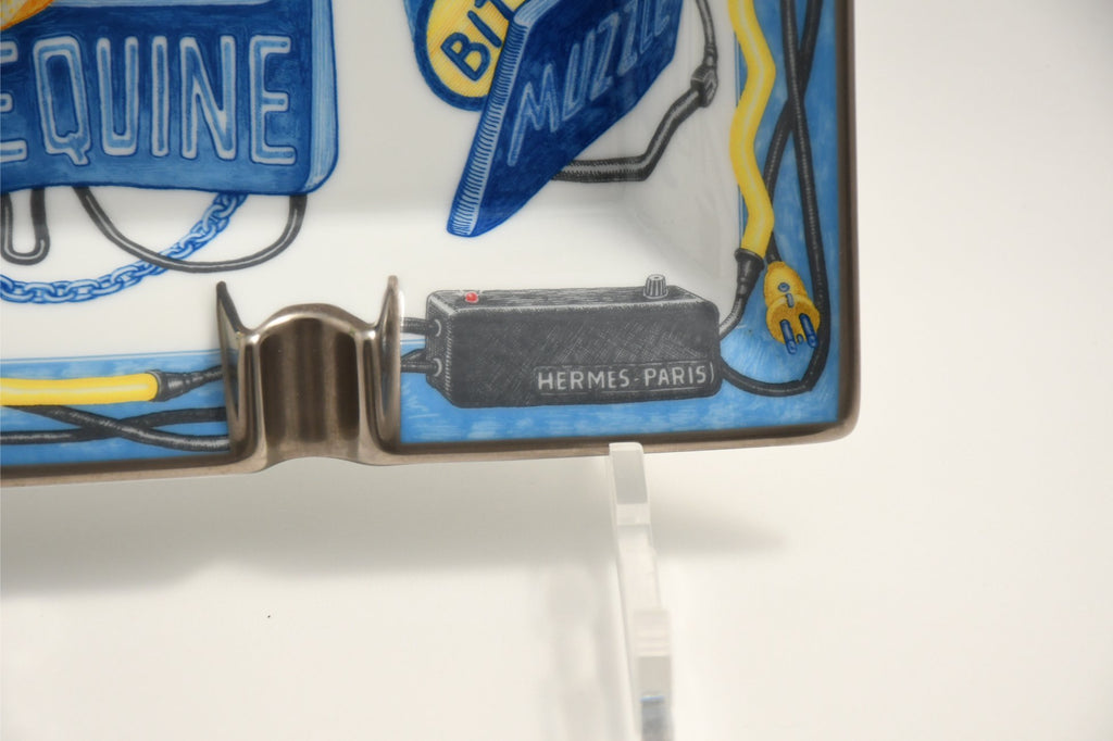 Hermes Change tray Chevaloscope Neon porcelain Ashtray blue plate VIDE POCHE