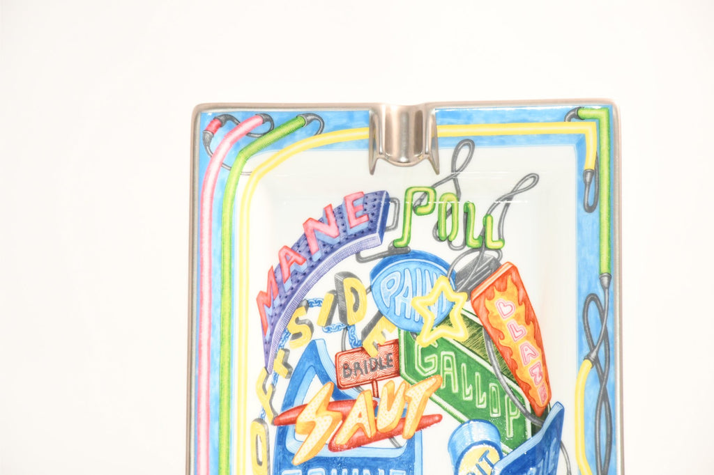 Hermes Change tray Chevaloscope Neon porcelain Ashtray blue plate VIDE POCHE