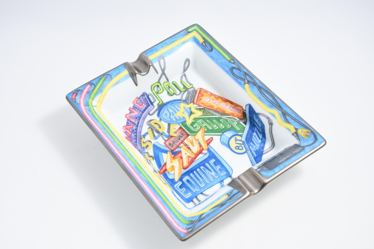Hermes Change tray Chevaloscope Neon porcelain Ashtray blue plate Vide Poche M025