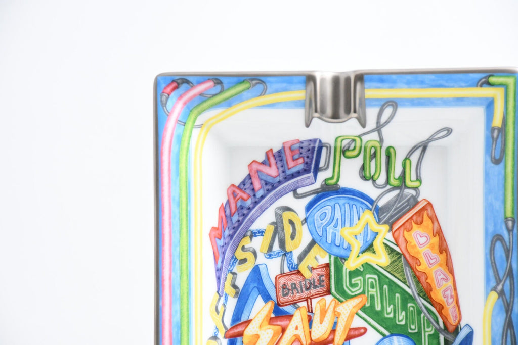 Hermes Change tray Chevaloscope Neon porcelain Ashtray blue plate Vide Poche M025