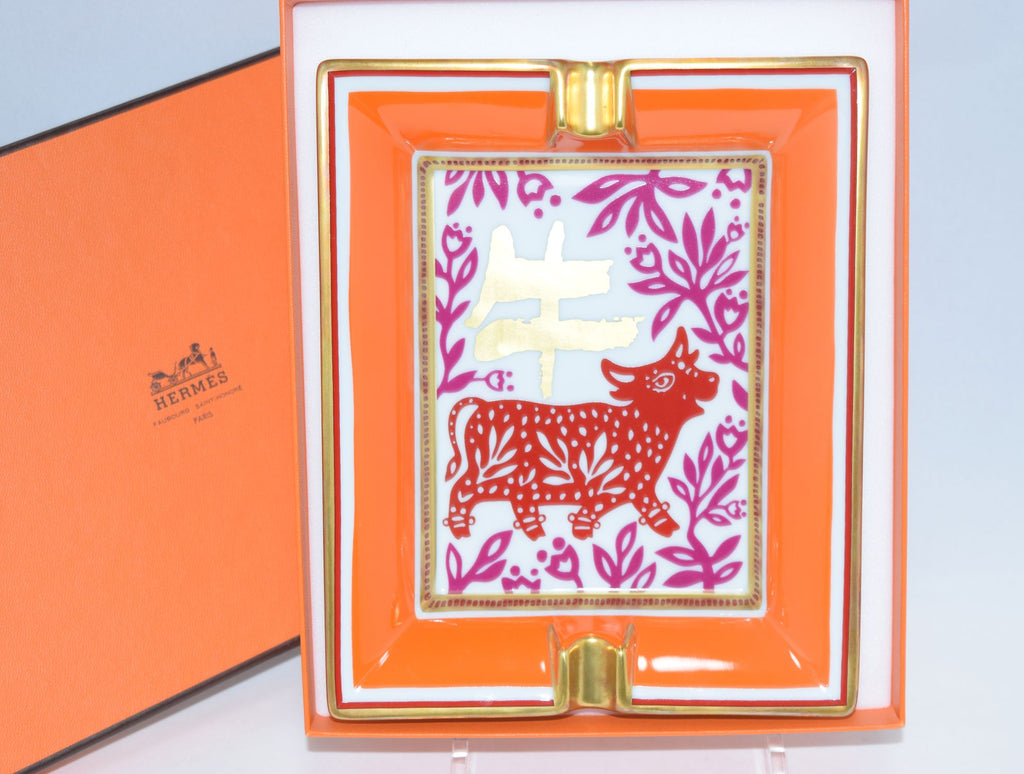 Hermes Change tray Cow Japanese design orange Ashtray VIDE POCHE Ushi