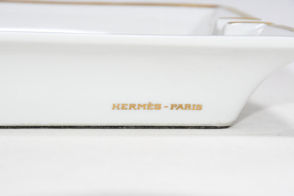 Hermes Change tray Dog flower porcelain Ashtray white plate Vide Poche