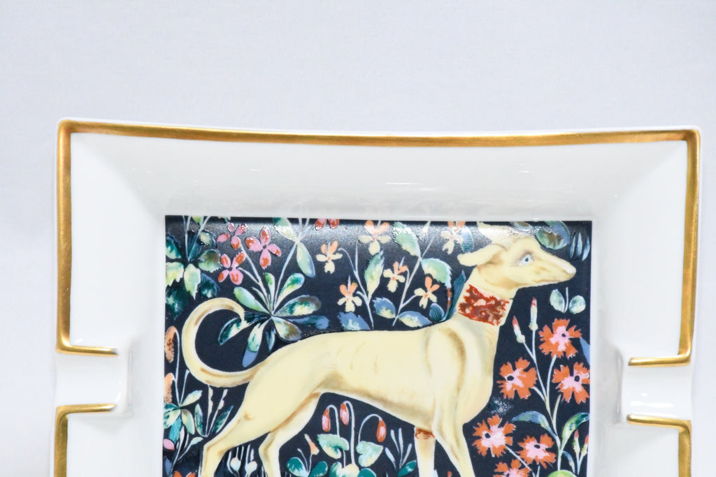 Hermes Change tray Dog flower porcelain Ashtray white plate Vide Poche
