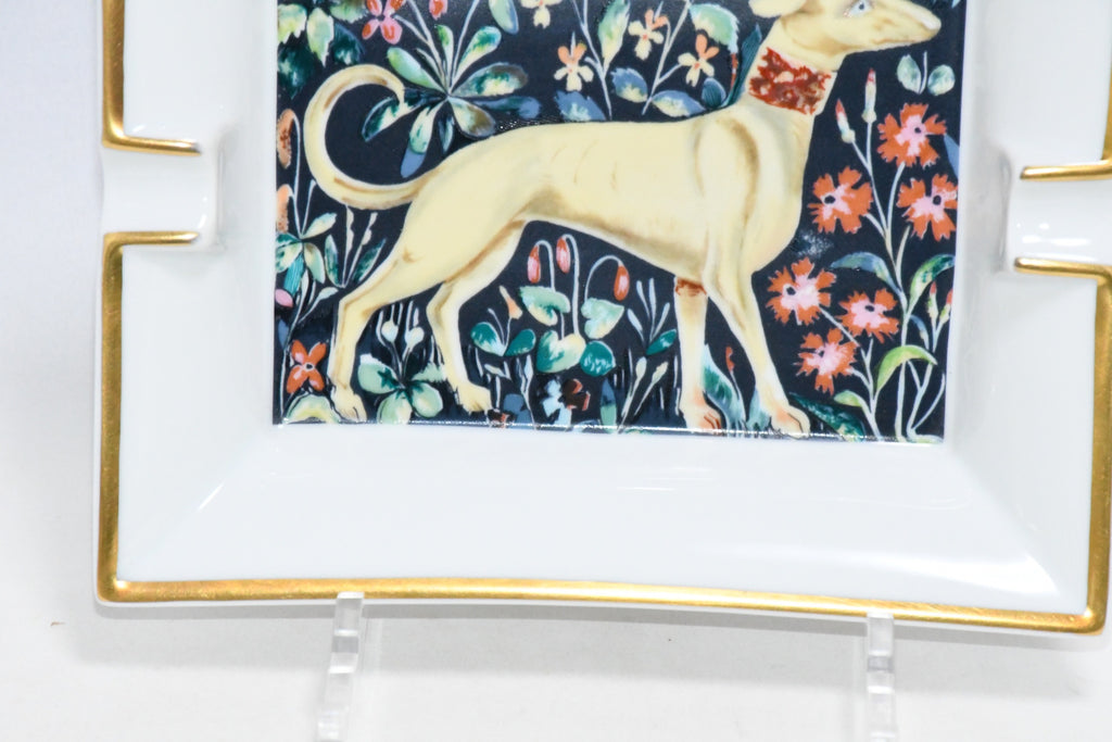 Hermes Change tray Dog flower porcelain Ashtray white plate Vide Poche