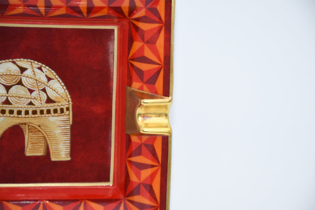 Hermes Change tray Elephant red porcelain Ashtray animal ornament plate