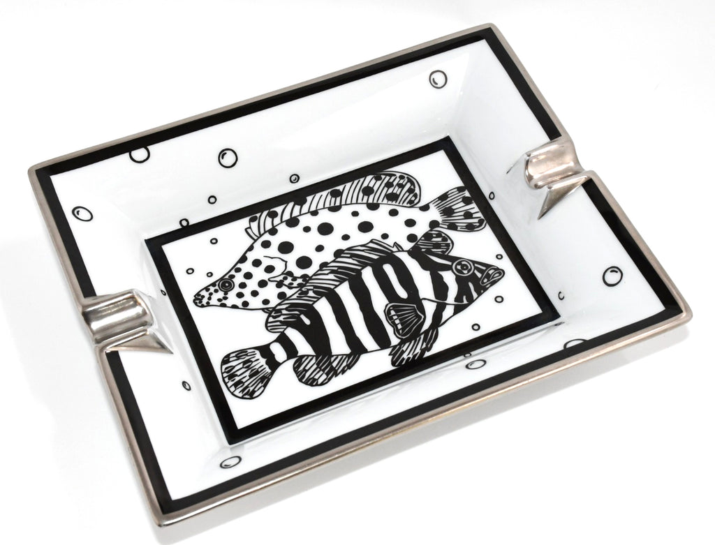 Hermes Change tray Fish white porcelain Ashtray sea plate Y022