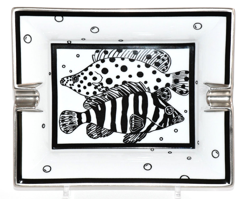 Hermes Change tray Fish white porcelain Ashtray sea plate Y022