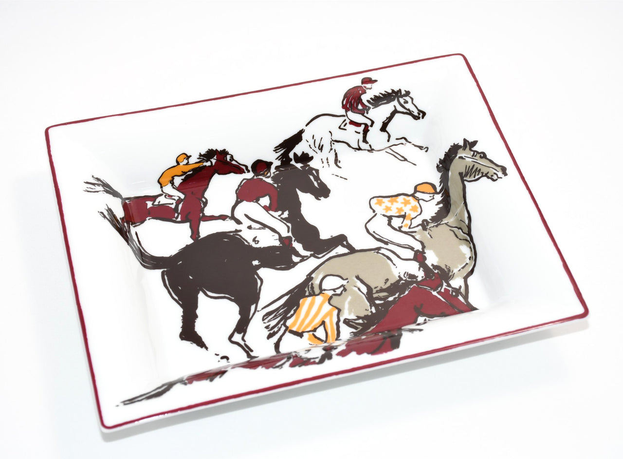 Hermes Change tray Horse racing porcelain Ashtray animal plate VIDE POCHE