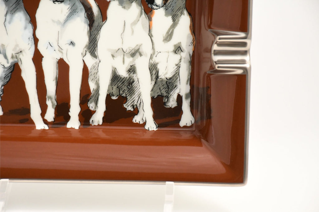 Hermes Change tray Jack Russell Terrier porcelain Ashtray animal dog brown plate