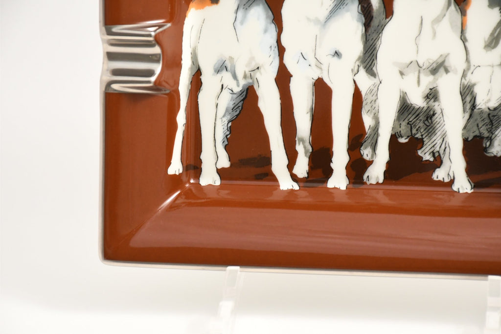 Hermes Change tray Jack Russell Terrier porcelain Ashtray animal dog brown plate