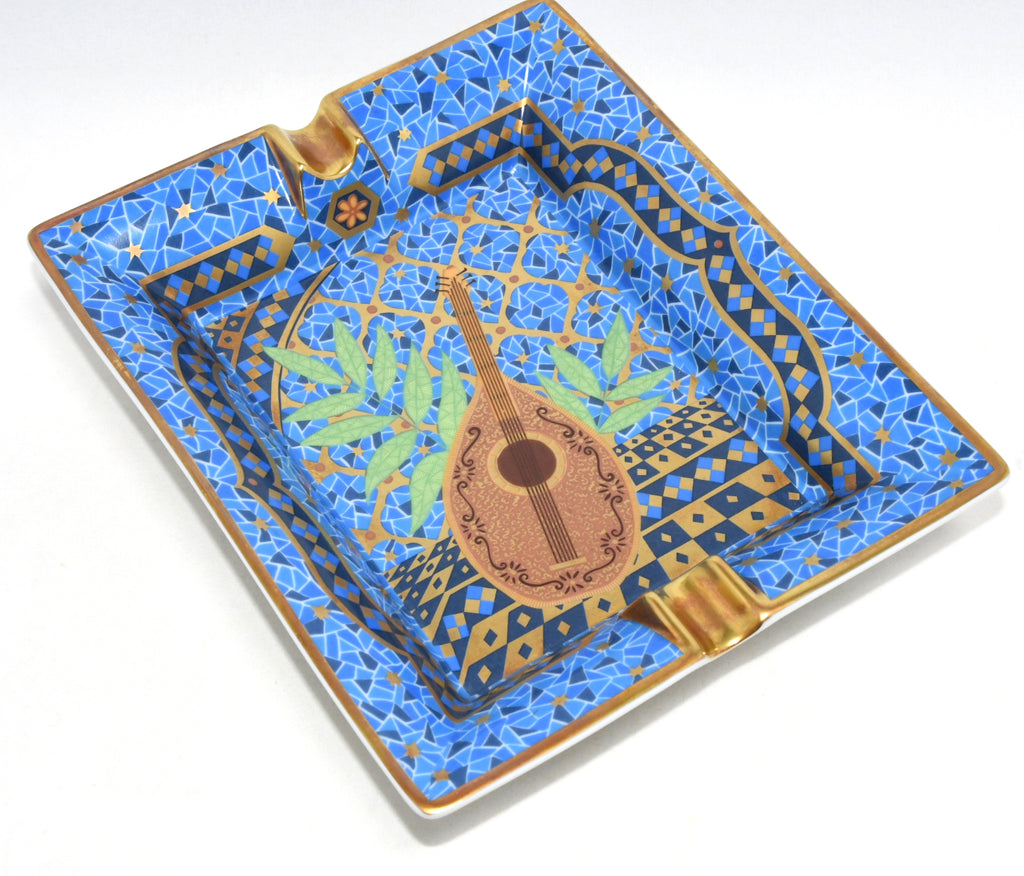 Hermes Change tray Lute porcelain Ashtray blue guitar