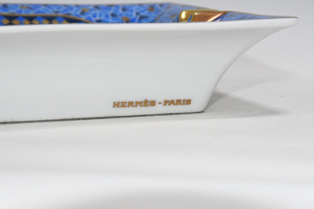 Hermes Change tray Lute porcelain Ashtray blue guitar