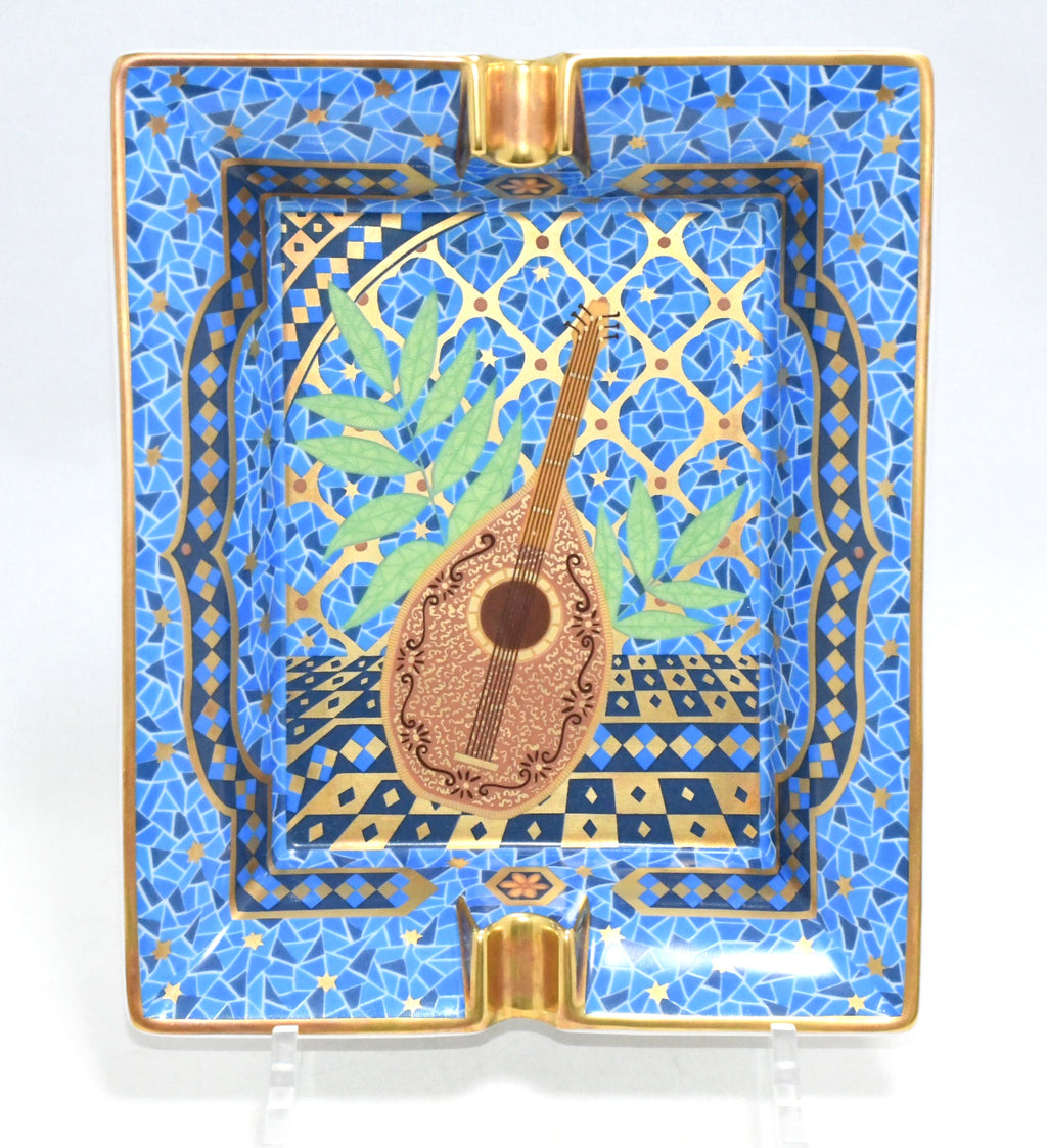 Hermes Change tray Lute porcelain Ashtray blue guitar