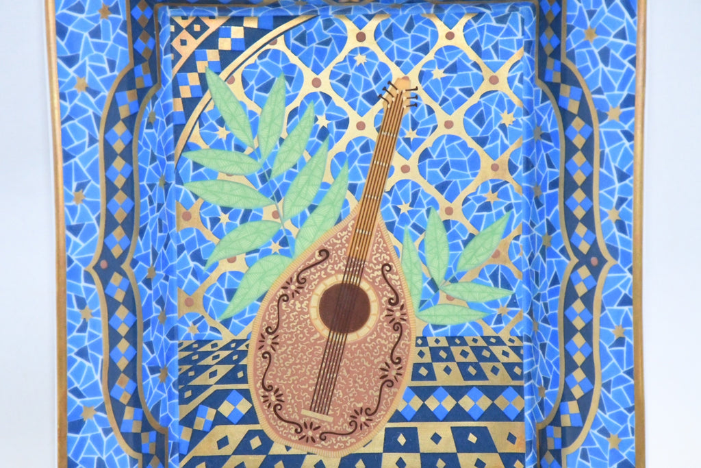 Hermes Change tray Lute porcelain Ashtray blue guitar