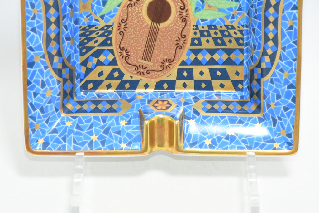 Hermes Change tray Lute porcelain Ashtray blue guitar