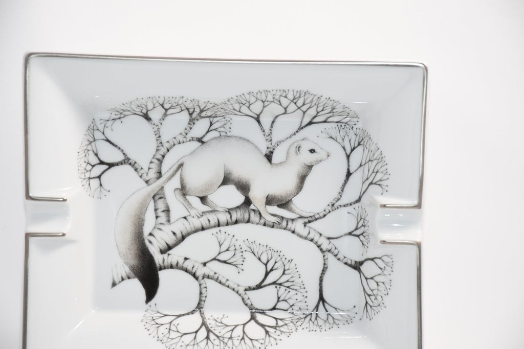 Hermes Change tray Marten porcelain Ashtray animal ermine white plate VIDE POCHE