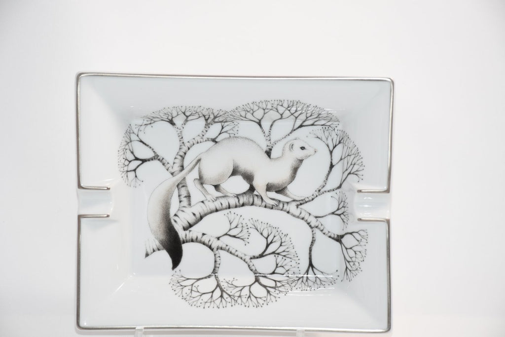 Hermes Change tray Marten porcelain Ashtray animal ermine white plate VIDE POCHE