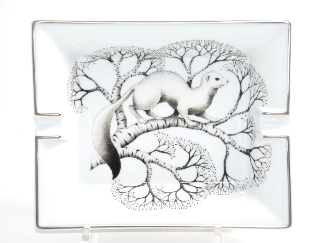 Hermes Change tray Marten porcelain Ashtray animal ermine white plate VIDE POCHE