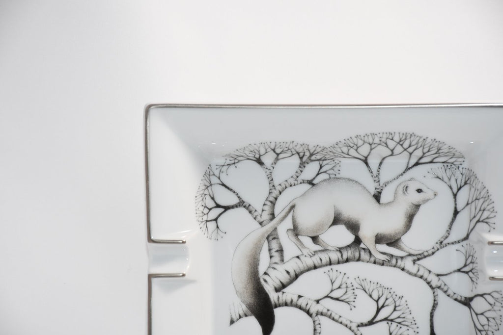 Hermes Change tray Marten porcelain Ashtray animal ermine white plate VIDE POCHE