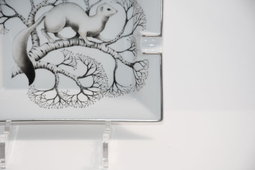 Hermes Change tray Marten porcelain Ashtray animal ermine white plate VIDE POCHE