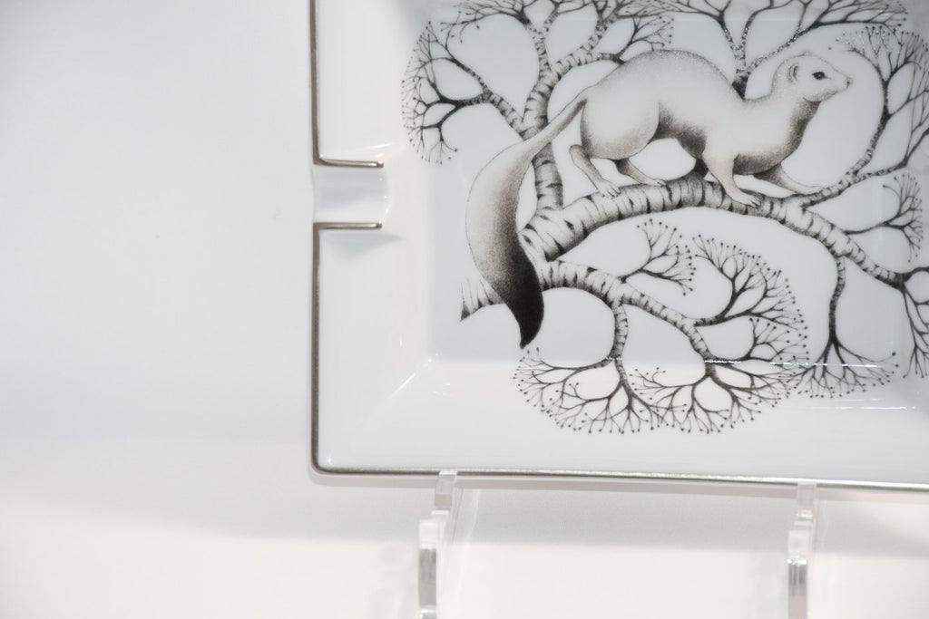 Hermes Change tray Marten porcelain Ashtray animal ermine white plate VIDE POCHE
