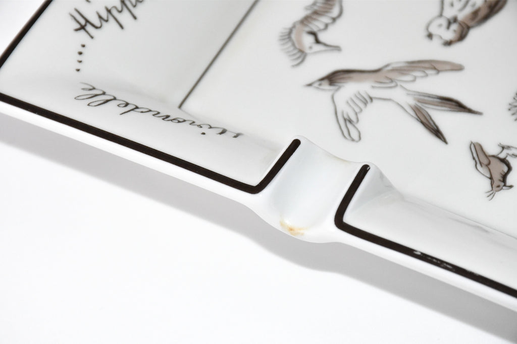 Hermes Change tray Owl Porcelain Ashtray animal dinnerware white VIDE POCHE USED