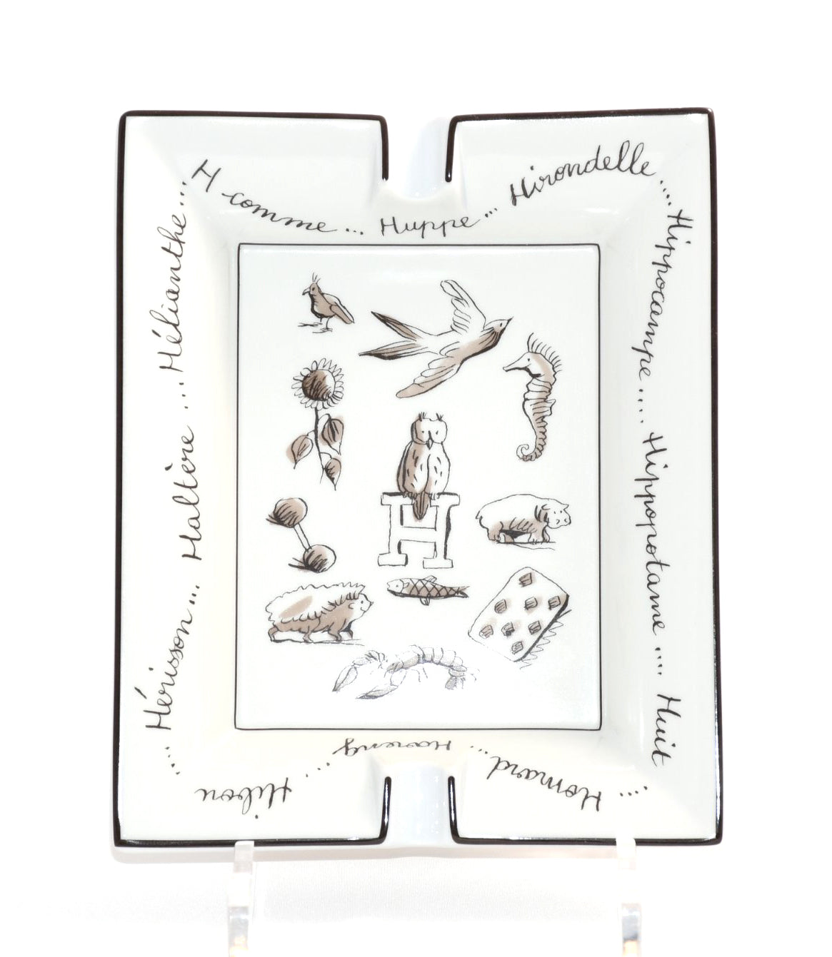 Hermes Change tray Owl porcelain Ashtray animal bird white VIDE POCHE