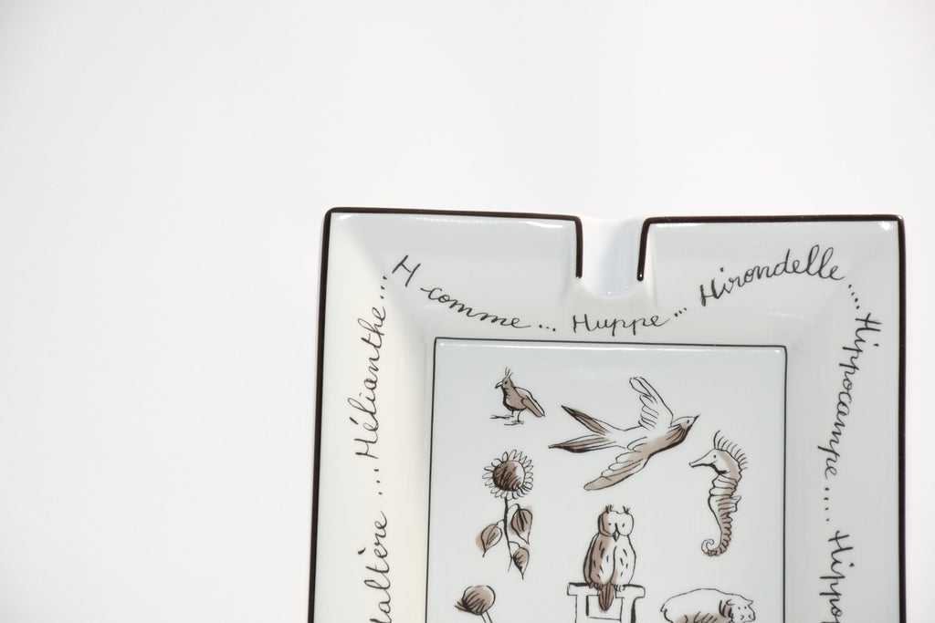 Hermes Change tray Owl porcelain Ashtray animal bird white VIDE POCHE