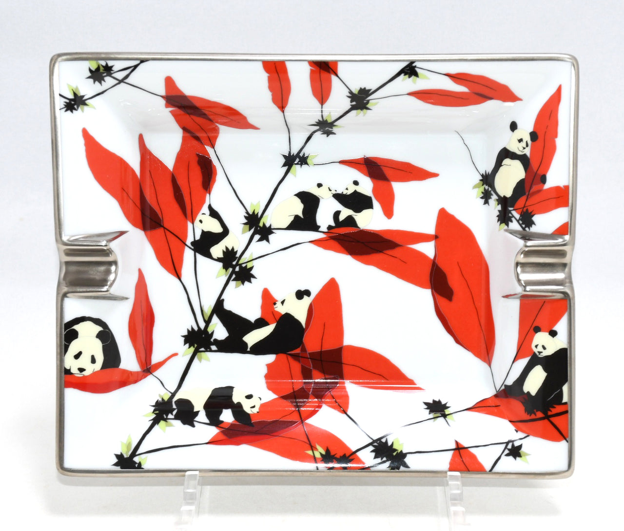 Hermes Change tray Panda bear porcelain Ashtray red dinnerware plate