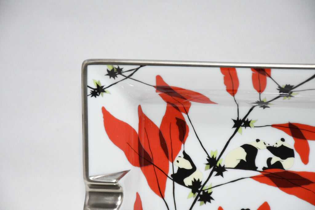 Hermes Change tray Panda bear porcelain Ashtray red dinnerware plate