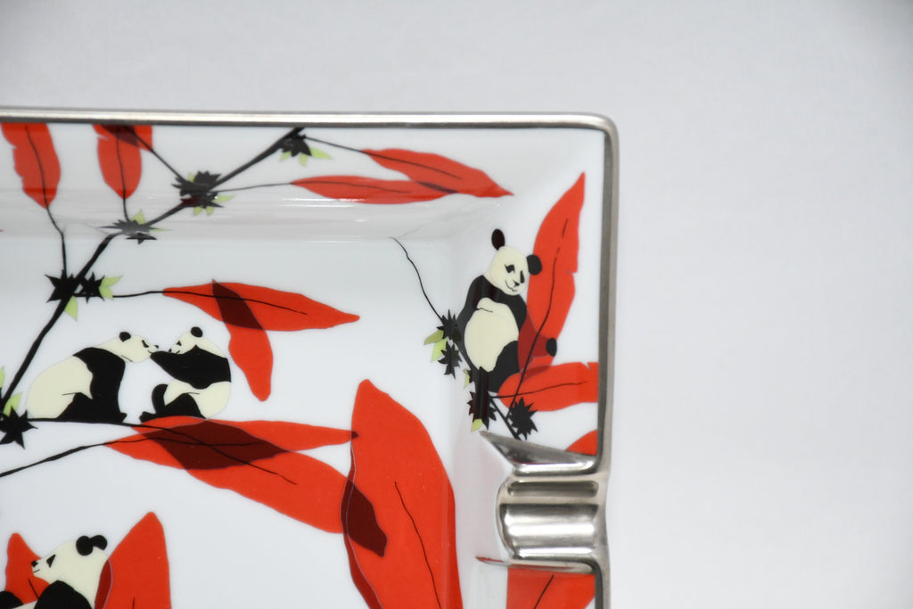 Hermes Change tray Panda bear porcelain Ashtray red dinnerware plate