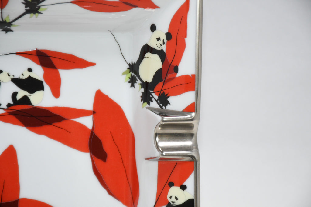 Hermes Change tray Panda bear porcelain Ashtray red dinnerware plate