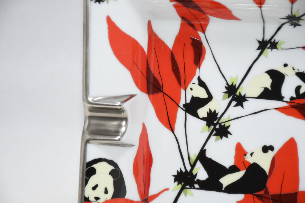 Hermes Change tray Panda bear porcelain Ashtray red dinnerware plate