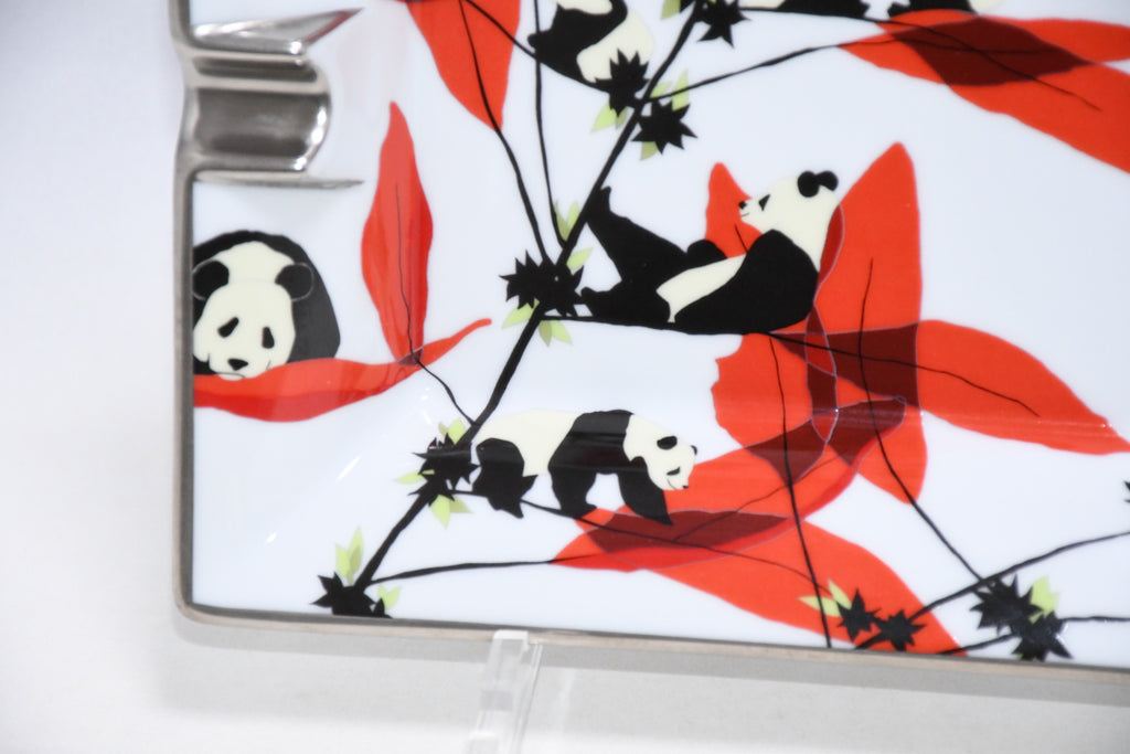 Hermes Change tray Panda bear porcelain Ashtray red dinnerware plate
