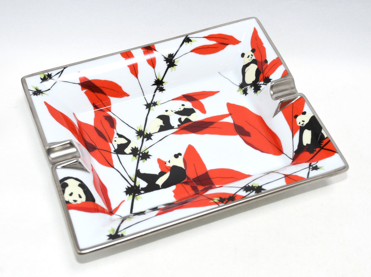 Hermes Change tray Panda bear porcelain Ashtray red dinnerware plate