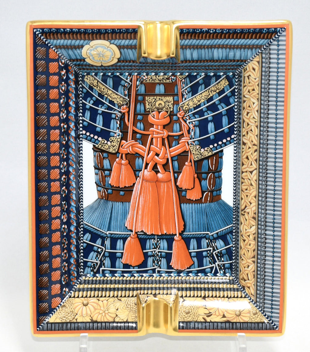 Hermes Change tray Parures de Samourais porcelain Ashtray blue samurai plate