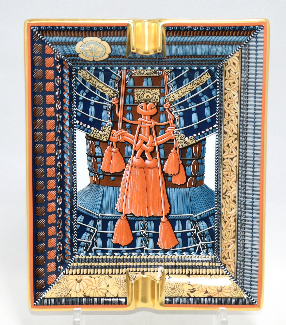 Hermes Change tray Parures de Samourais porcelain Ashtray blue samurai plate