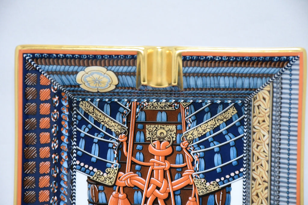 Hermes Change tray Parures de Samourais porcelain Ashtray blue samurai plate