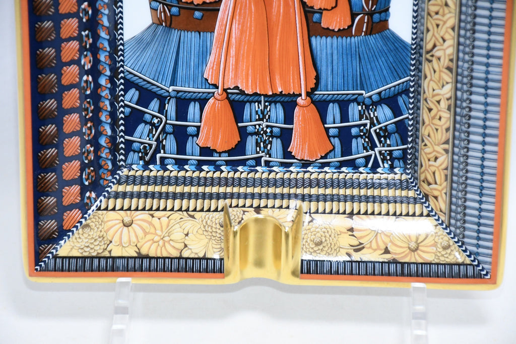 Hermes Change tray Parures de Samourais porcelain Ashtray blue samurai plate