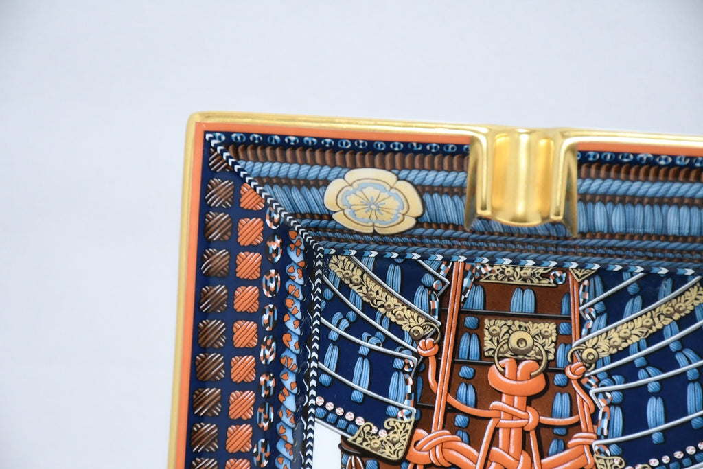 Hermes Change tray Parures de Samourais porcelain Ashtray blue samurai plate