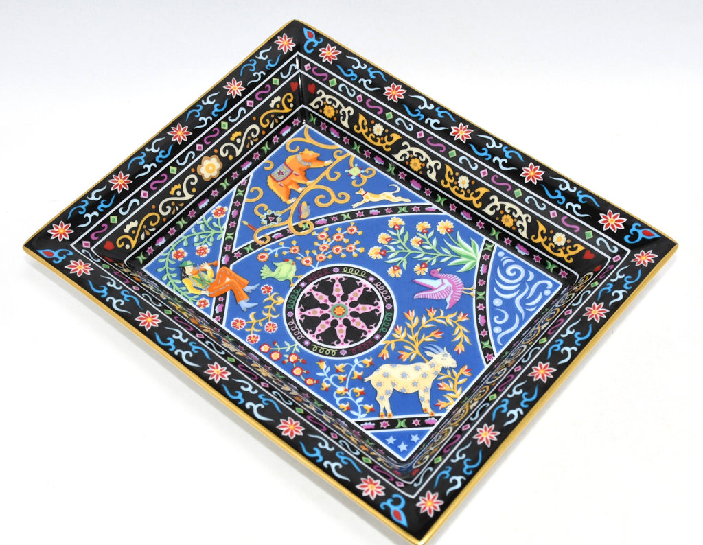 Hermes Change tray Peuple du Vent porcelain Ashtray blue bear wind plate