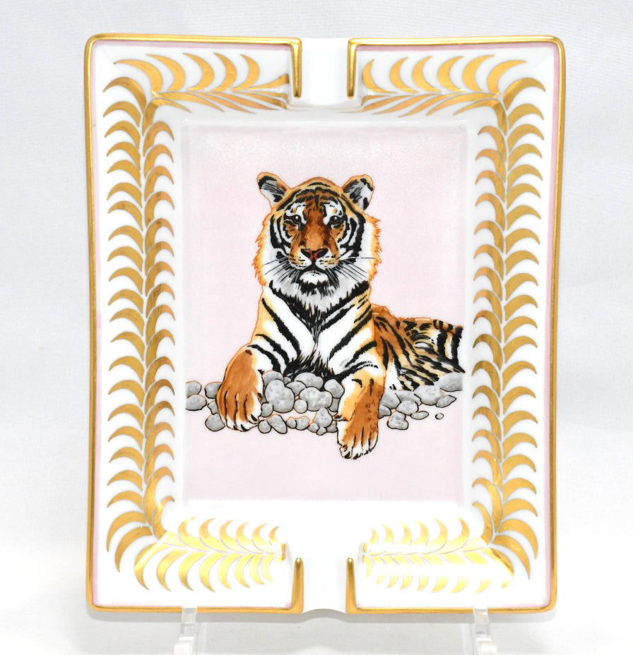 Hermes Change tray Royal Tiger pink porcelain Ashtray plate tableware