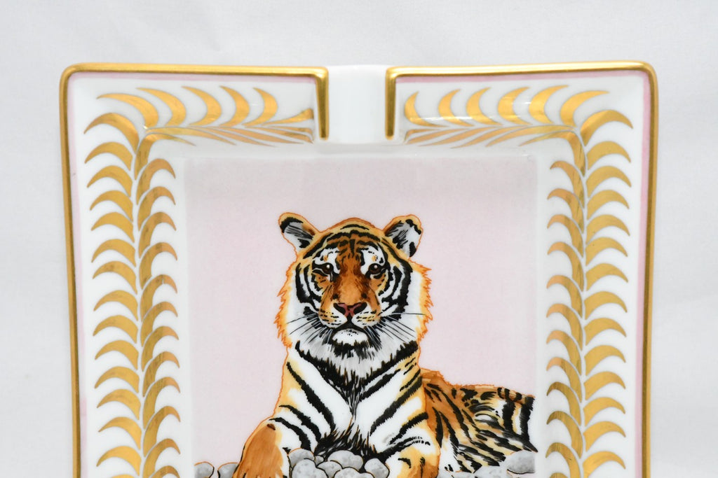 Hermes Change tray Royal Tiger pink porcelain Ashtray plate tableware